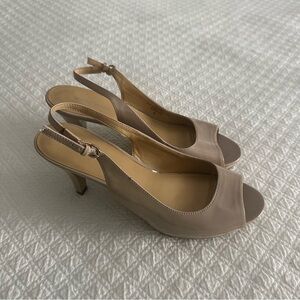 Nine West Tan Kitten Heel Slingback Shoes